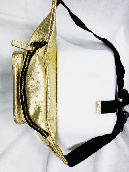 MONEY BAG: GOLD OSTRICH
