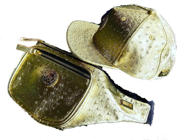 OZ RICH: OSTRICH VEGAN LEATHER/GOLD