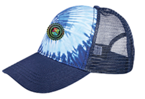 BADGE TIE-DYE TRUCKER HAT | BLUE OCEAN | MULTI