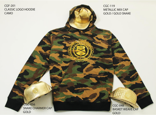 CLASSIC LOGO HOODIE: CAMO/GOLD