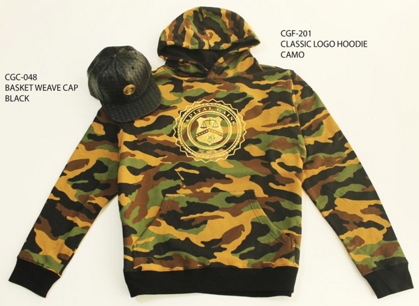 CLASSIC LOGO HOODIE: CAMO/GOLD
