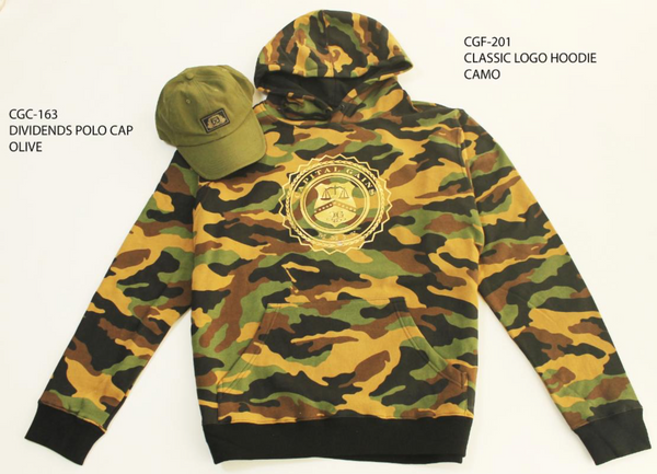 CLASSIC LOGO HOODIE: CAMO/GOLD