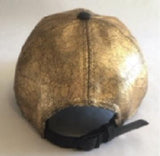 METALLIC/BLACK CRACKED VEGAN LEATHER CAP