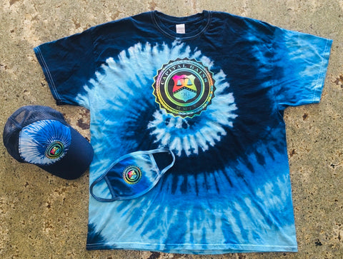 BADGE TIE-DYE FACE MASK | BLUE OCEAN